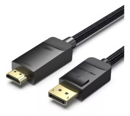 HFKBH Кабель Cotton Braided 4K DP Male to HDMI-A Male HD Cable 2M Black